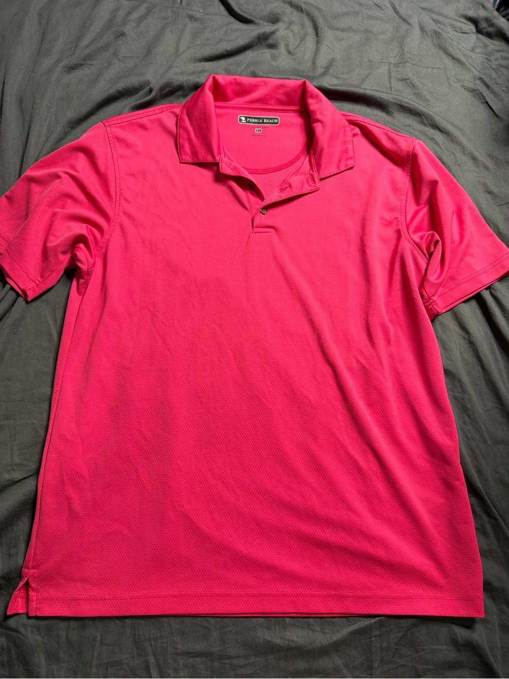 Pebble Beach Men’s Polo - Hot Pink Performance Golf Shirt